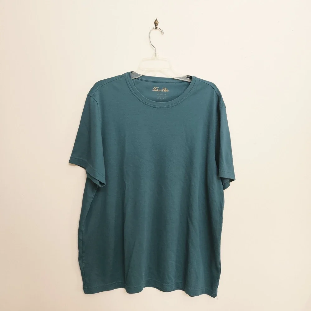 Tasso Elba Mens Teal Blue Turquoise Supima Cotton Blend Crewneck T-Shirt XL